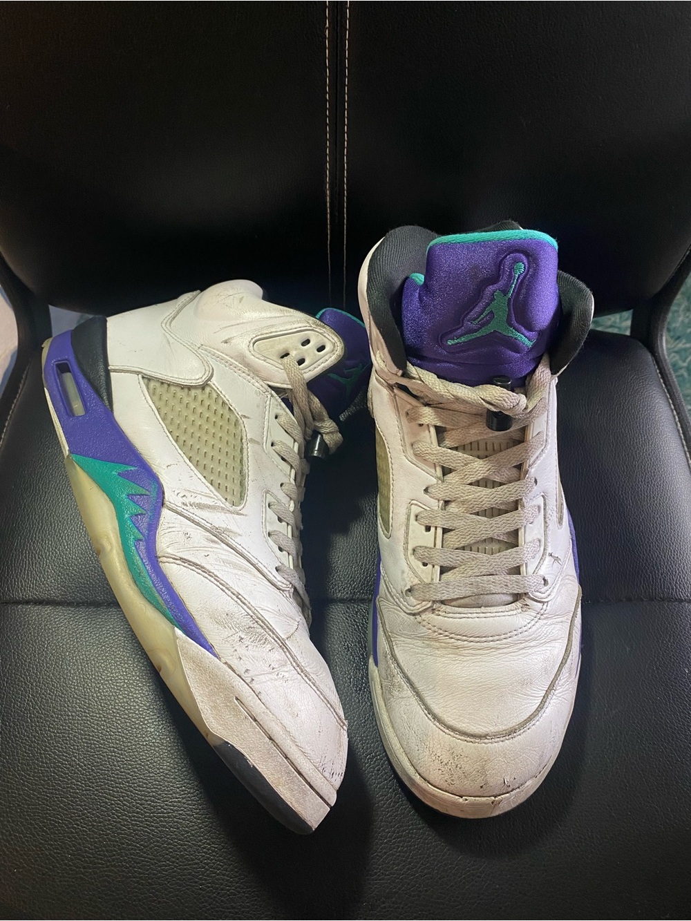 Nike Air Jordan 5 Retro Grape White, Purple Teal Basketball Sneakers Size 11
